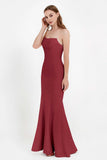 Mermaid Crepe Straight Across Formal Evening Dresses Long Prom Party Bridesmaid Dress Gowns
