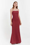 Mermaid Crepe Straight Across Formal Evening Dresses Long Prom Party Bridesmaid Dress Gowns