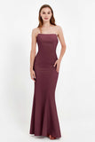Mermaid Crepe Straight Across Formal Evening Dresses Long Prom Party Bridesmaid Dress Gowns