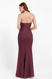 Mermaid Crepe Straight Across Formal Evening Dresses Long Prom Party Bridesmaid Dress Gowns
