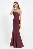 Mermaid Crepe Straight Across Formal Evening Dresses Long Prom Party Bridesmaid Dress Gowns