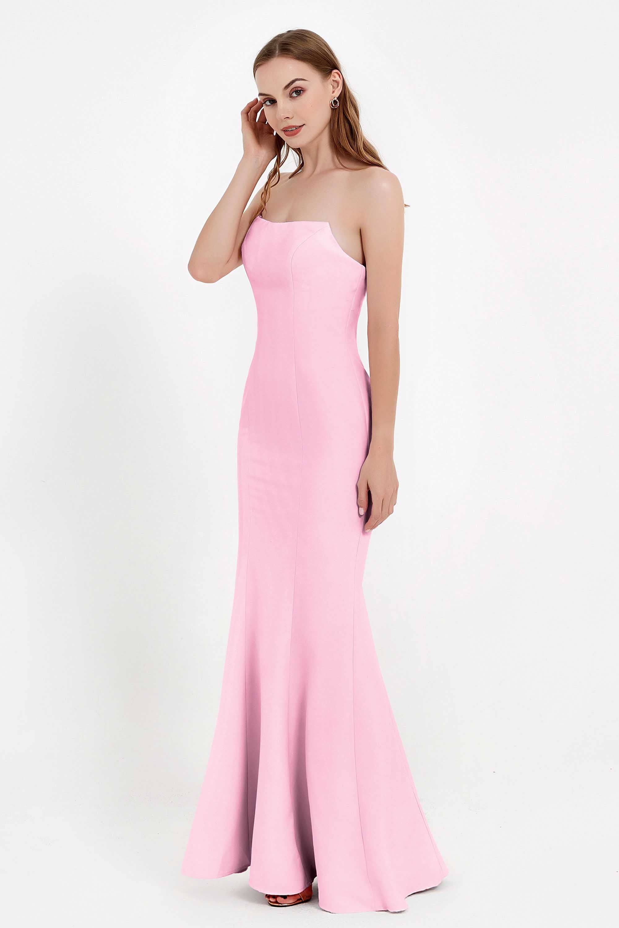 Mermaid Crepe Straight Across Formal Evening Dresses Long Prom Party Bridesmaid Dress Gowns