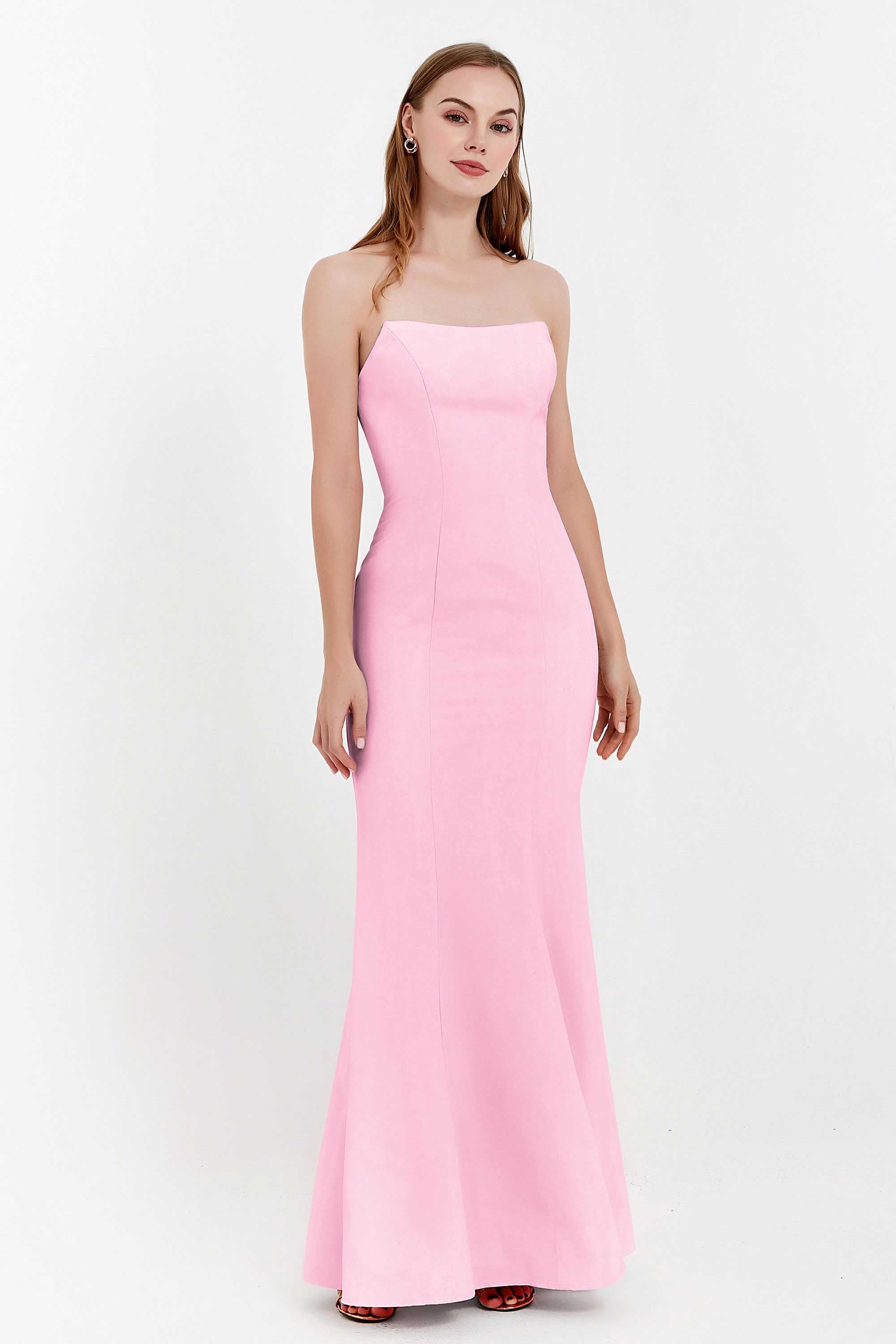 Mermaid Crepe Straight Across Formal Evening Dresses Long Prom Party Bridesmaid Dress Gowns