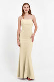 Mermaid Crepe Straight Across Formal Evening Dresses Long Prom Party Bridesmaid Dress Gowns