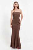 Mermaid Crepe Straight Across Formal Evening Dresses Long Prom Party Bridesmaid Dress Gowns