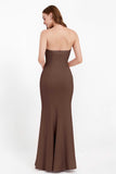 Mermaid Crepe Straight Across Formal Evening Dresses Long Prom Party Bridesmaid Dress Gowns