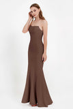 Mermaid Crepe Straight Across Formal Evening Dresses Long Prom Party Bridesmaid Dress Gowns