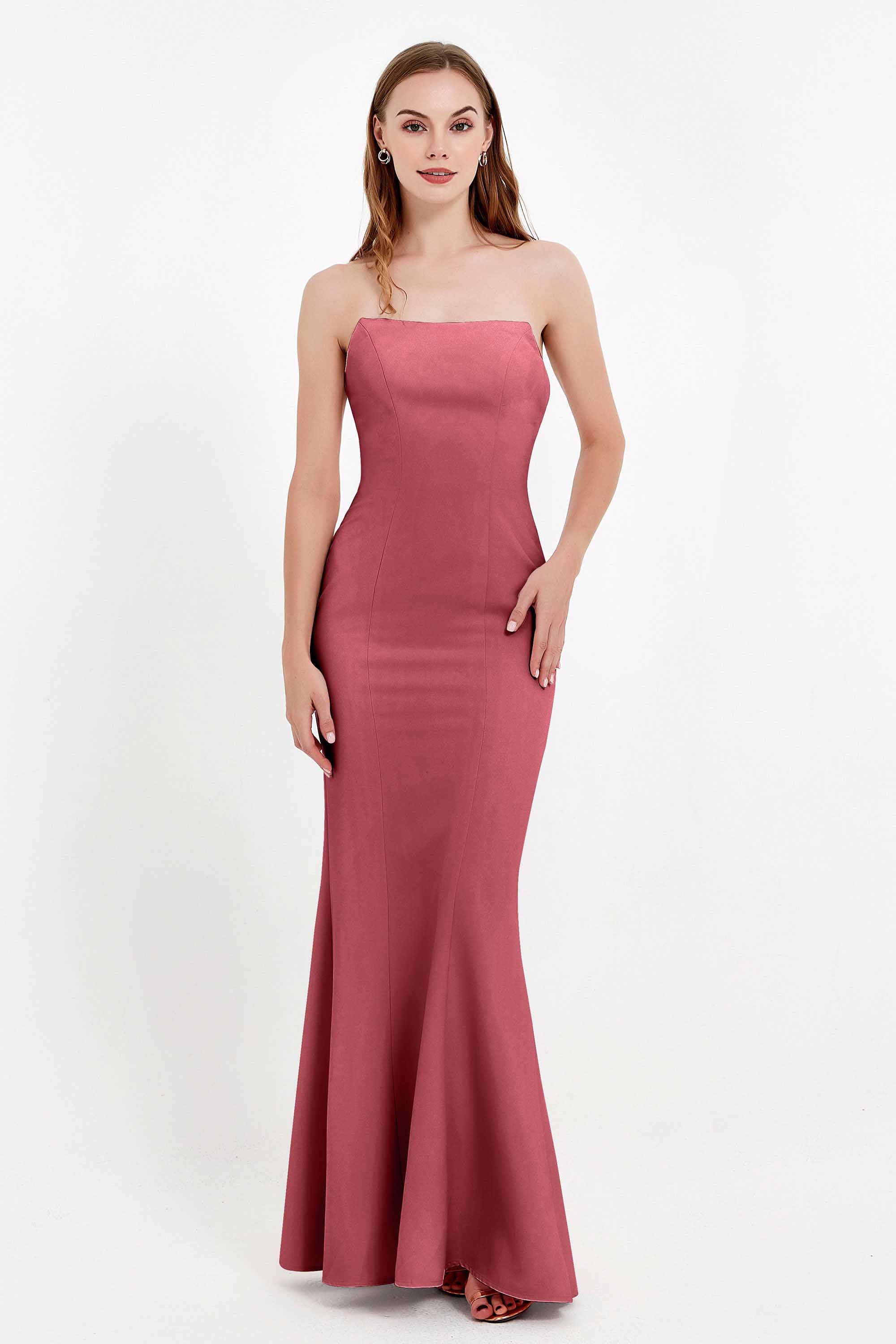 Mermaid Crepe Straight Across Formal Evening Dresses Long Prom Party Bridesmaid Dress Gowns
