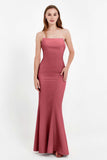 Mermaid Crepe Straight Across Formal Evening Dresses Long Prom Party Bridesmaid Dress Gowns