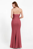 Mermaid Crepe Straight Across Formal Evening Dresses Long Prom Party Bridesmaid Dress Gowns