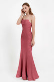 Mermaid Crepe Straight Across Formal Evening Dresses Long Prom Party Bridesmaid Dress Gowns
