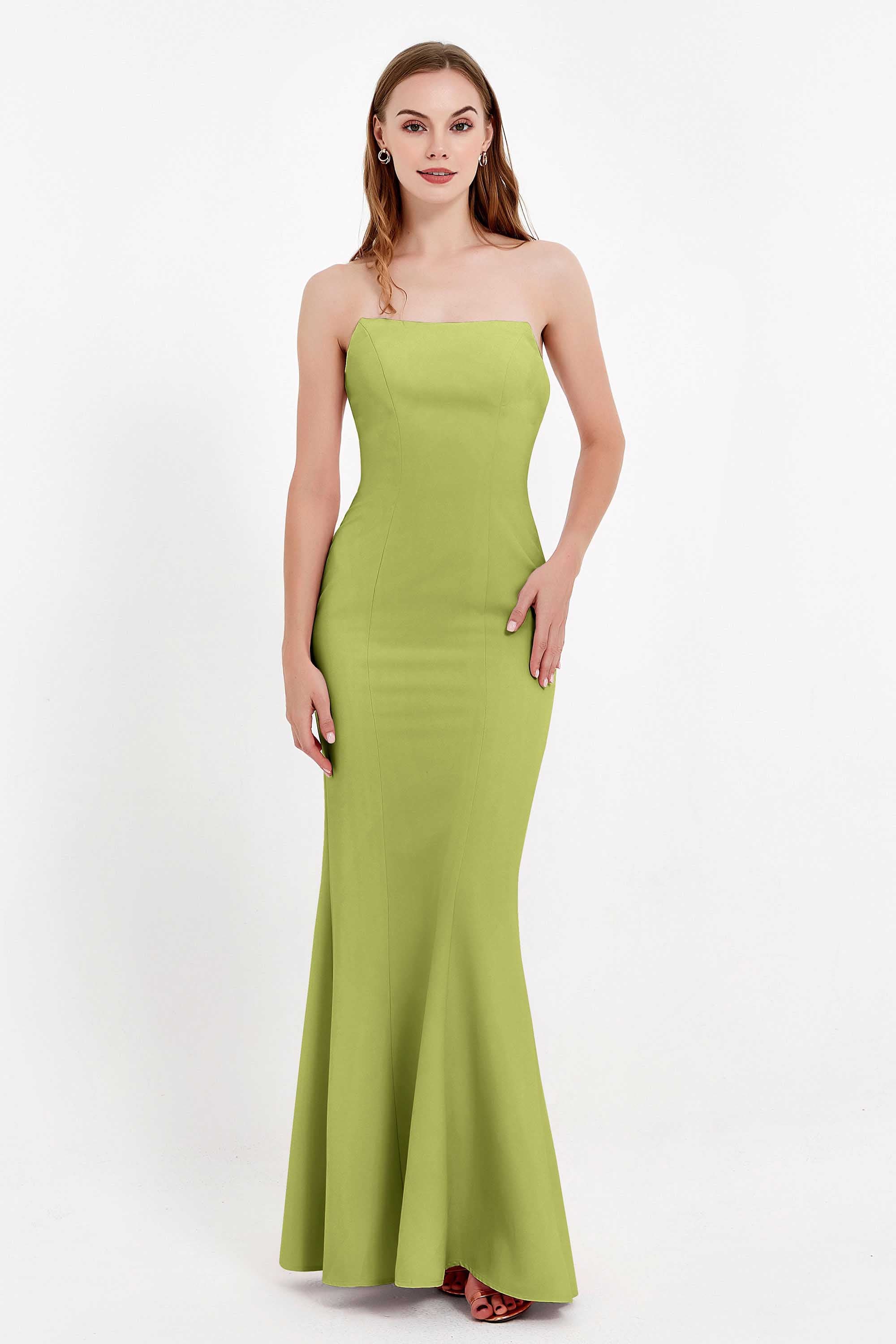 Mermaid Crepe Straight Across Formal Evening Dresses Long Prom Party Bridesmaid Dress Gowns