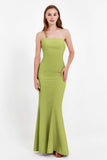 Mermaid Crepe Straight Across Formal Evening Dresses Long Prom Party Bridesmaid Dress Gowns