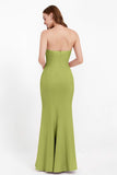 Mermaid Crepe Straight Across Formal Evening Dresses Long Prom Party Bridesmaid Dress Gowns