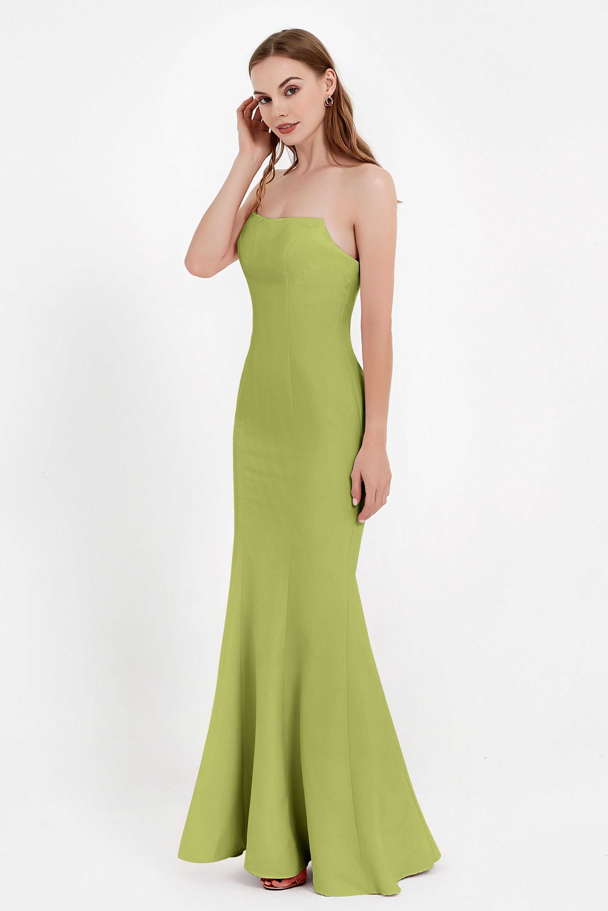Mermaid Crepe Straight Across Formal Evening Dresses Long Prom Party Bridesmaid Dress Gowns