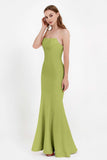 Mermaid Crepe Straight Across Formal Evening Dresses Long Prom Party Bridesmaid Dress Gowns