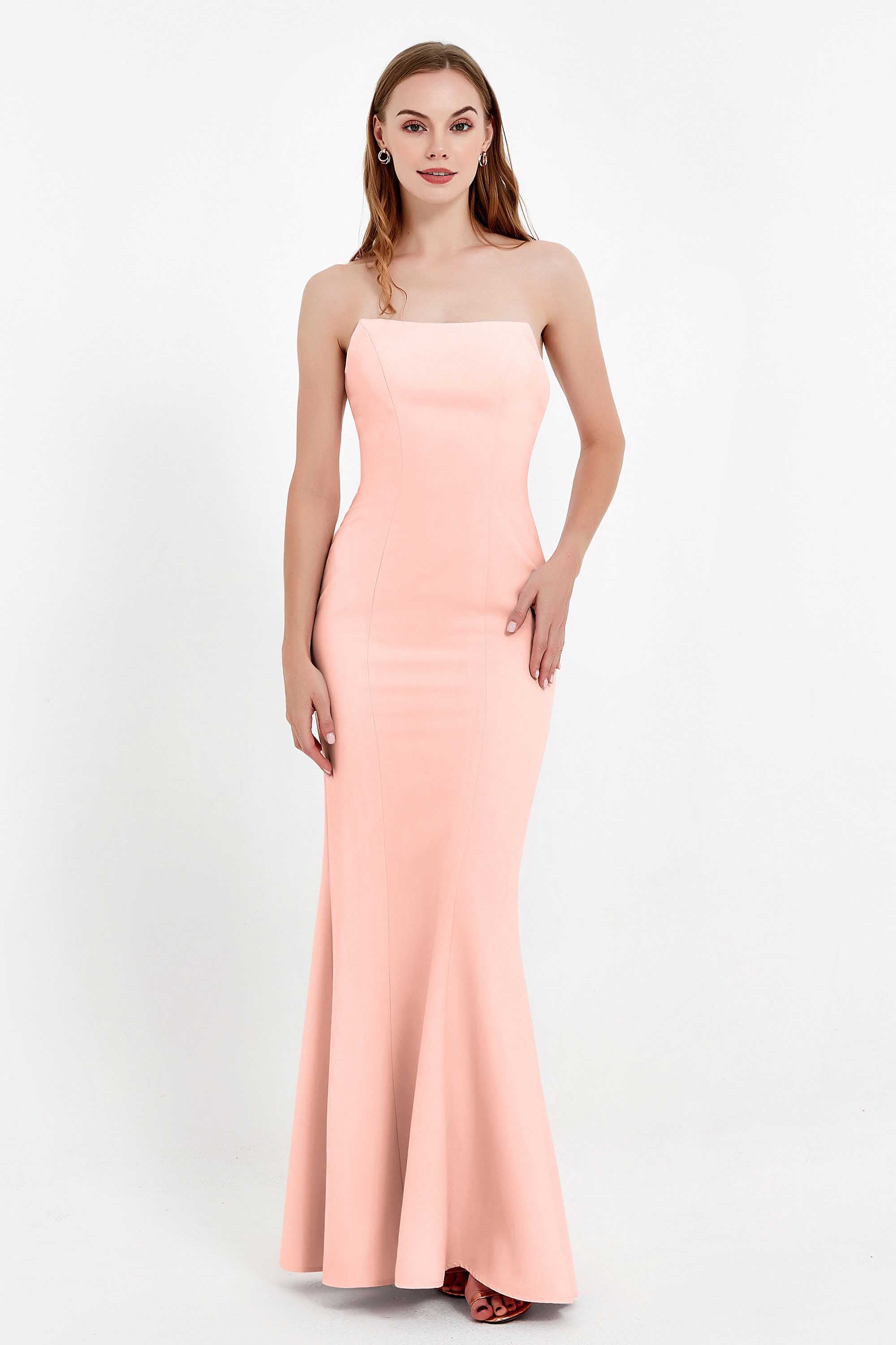 Mermaid Crepe Straight Across Formal Evening Dresses Long Prom Party Bridesmaid Dress Gowns