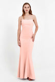 Mermaid Crepe Straight Across Formal Evening Dresses Long Prom Party Bridesmaid Dress Gowns