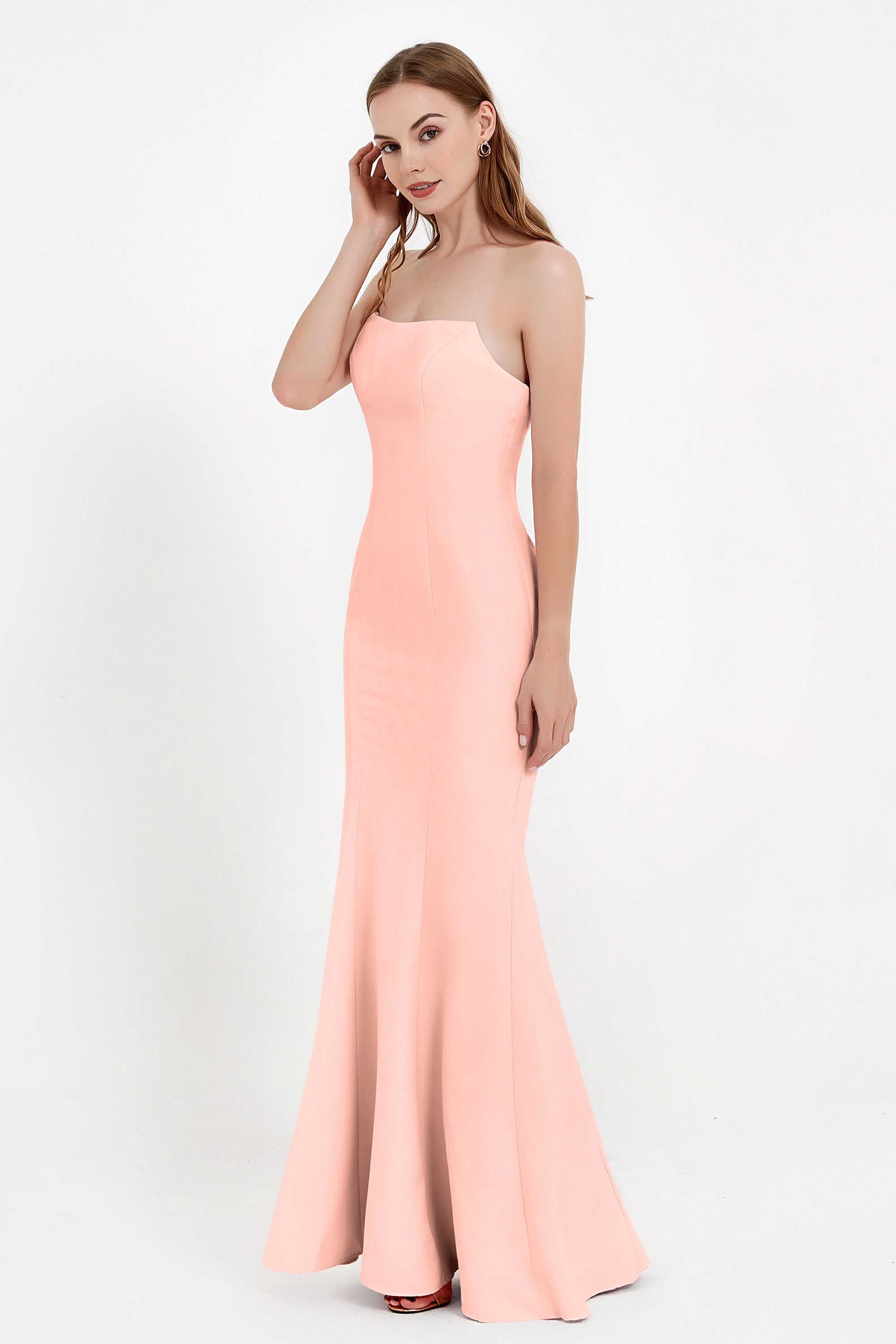 Mermaid Crepe Straight Across Formal Evening Dresses Long Prom Party Bridesmaid Dress Gowns