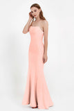 Mermaid Crepe Straight Across Formal Evening Dresses Long Prom Party Bridesmaid Dress Gowns