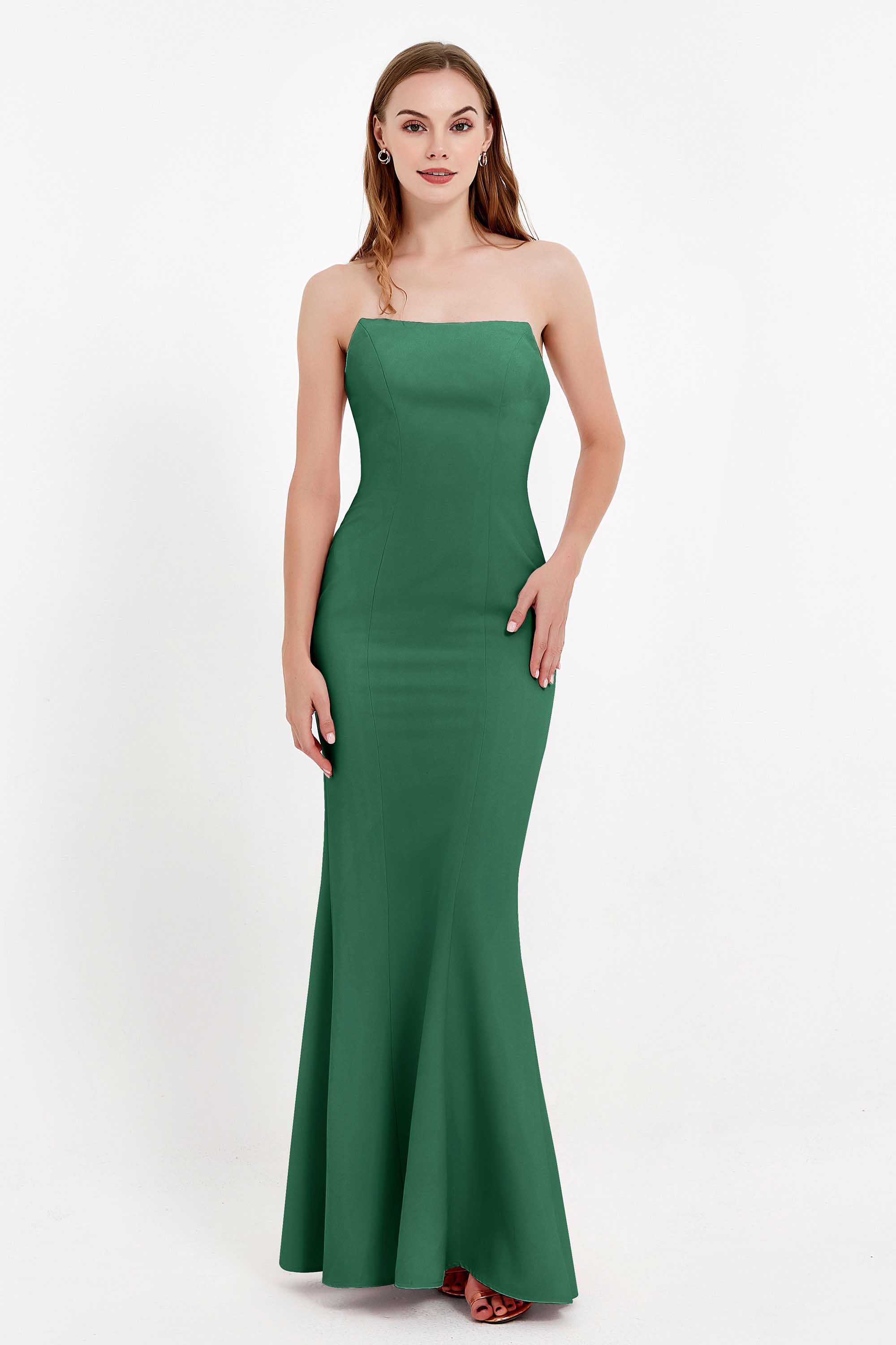 Mermaid Crepe Straight Across Formal Evening Dresses Long Prom Party Bridesmaid Dress Gowns