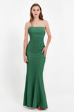 Mermaid Crepe Straight Across Formal Evening Dresses Long Prom Party Bridesmaid Dress Gowns