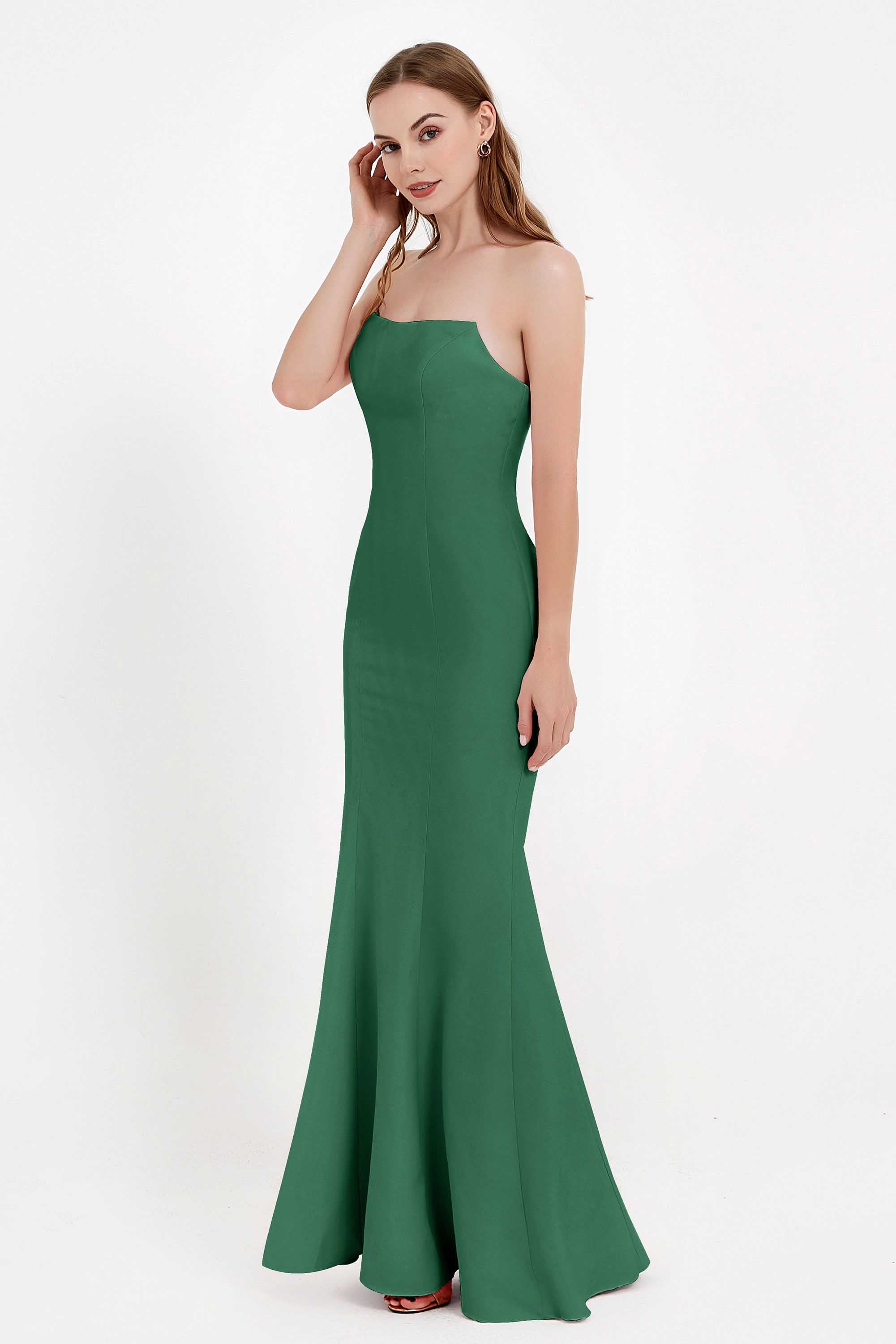 Mermaid Crepe Straight Across Formal Evening Dresses Long Prom Party Bridesmaid Dress Gowns