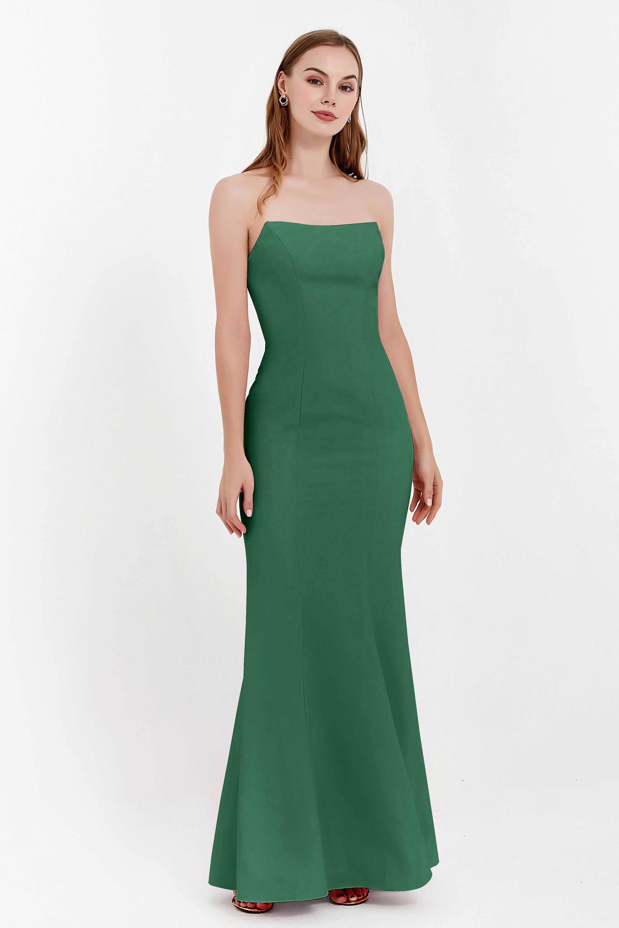 Mermaid Crepe Straight Across Formal Evening Dresses Long Prom Party Bridesmaid Dress Gowns