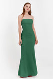 Mermaid Crepe Straight Across Formal Evening Dresses Long Prom Party Bridesmaid Dress Gowns