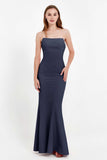 Mermaid Crepe Straight Across Formal Evening Dresses Long Prom Party Bridesmaid Dress Gowns