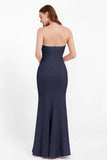 Mermaid Crepe Straight Across Formal Evening Dresses Long Prom Party Bridesmaid Dress Gowns