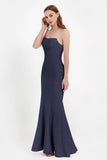 Mermaid Crepe Straight Across Formal Evening Dresses Long Prom Party Bridesmaid Dress Gowns