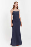 Mermaid Crepe Straight Across Formal Evening Dresses Long Prom Party Bridesmaid Dress Gowns