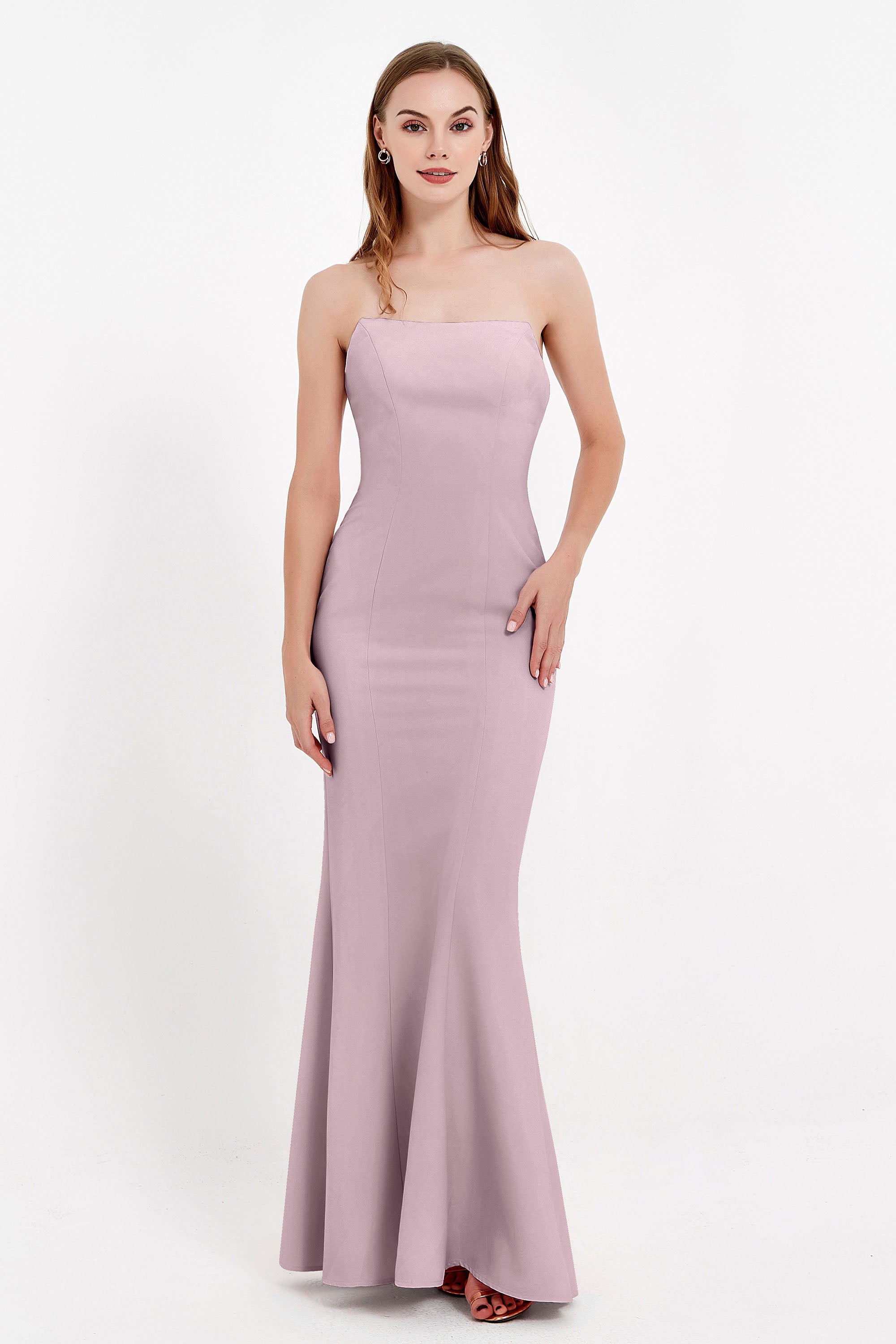 Mermaid Crepe Straight Across Formal Evening Dresses Long Prom Party Bridesmaid Dress Gowns