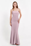Mermaid Crepe Straight Across Formal Evening Dresses Long Prom Party Bridesmaid Dress Gowns