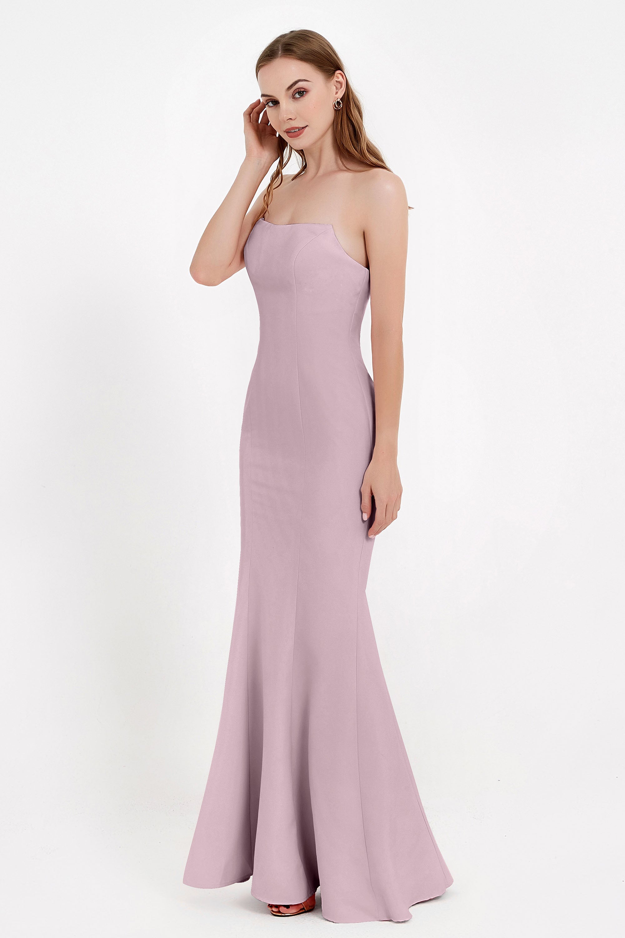 Mermaid Crepe Straight Across Formal Evening Dresses Long Prom Party Bridesmaid Dress Gowns
