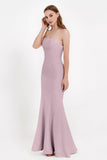 Mermaid Crepe Straight Across Formal Evening Dresses Long Prom Party Bridesmaid Dress Gowns