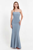 Mermaid Crepe Straight Across Formal Evening Dresses Long Prom Party Bridesmaid Dress Gowns