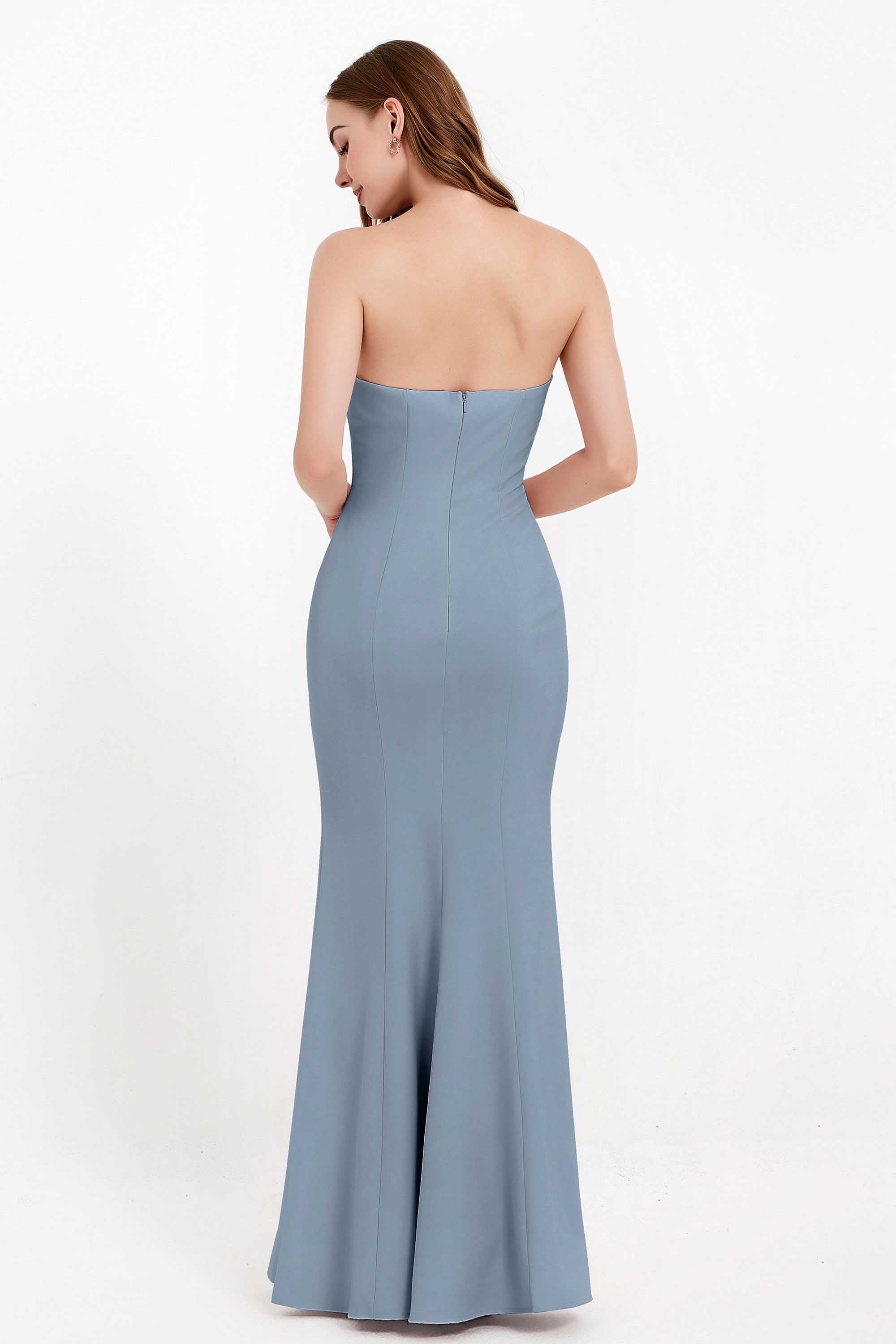 Mermaid Crepe Straight Across Formal Evening Dresses Long Prom Party Bridesmaid Dress Gowns
