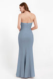 Mermaid Crepe Straight Across Formal Evening Dresses Long Prom Party Bridesmaid Dress Gowns