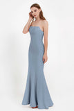 Mermaid Crepe Straight Across Formal Evening Dresses Long Prom Party Bridesmaid Dress Gowns