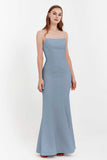 Mermaid Crepe Straight Across Formal Evening Dresses Long Prom Party Bridesmaid Dress Gowns