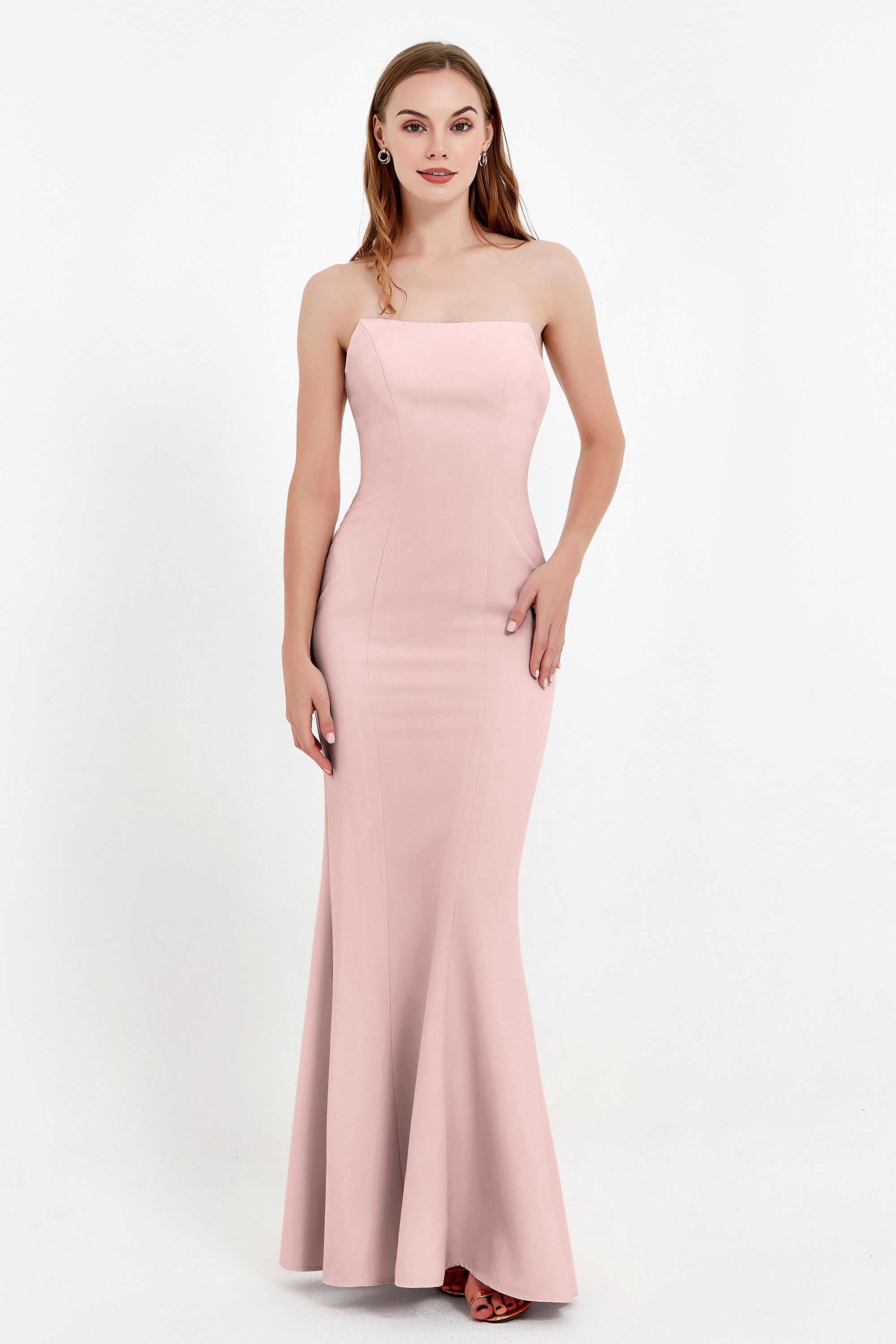 Mermaid Crepe Straight Across Formal Evening Dresses Long Prom Party Bridesmaid Dress Gowns