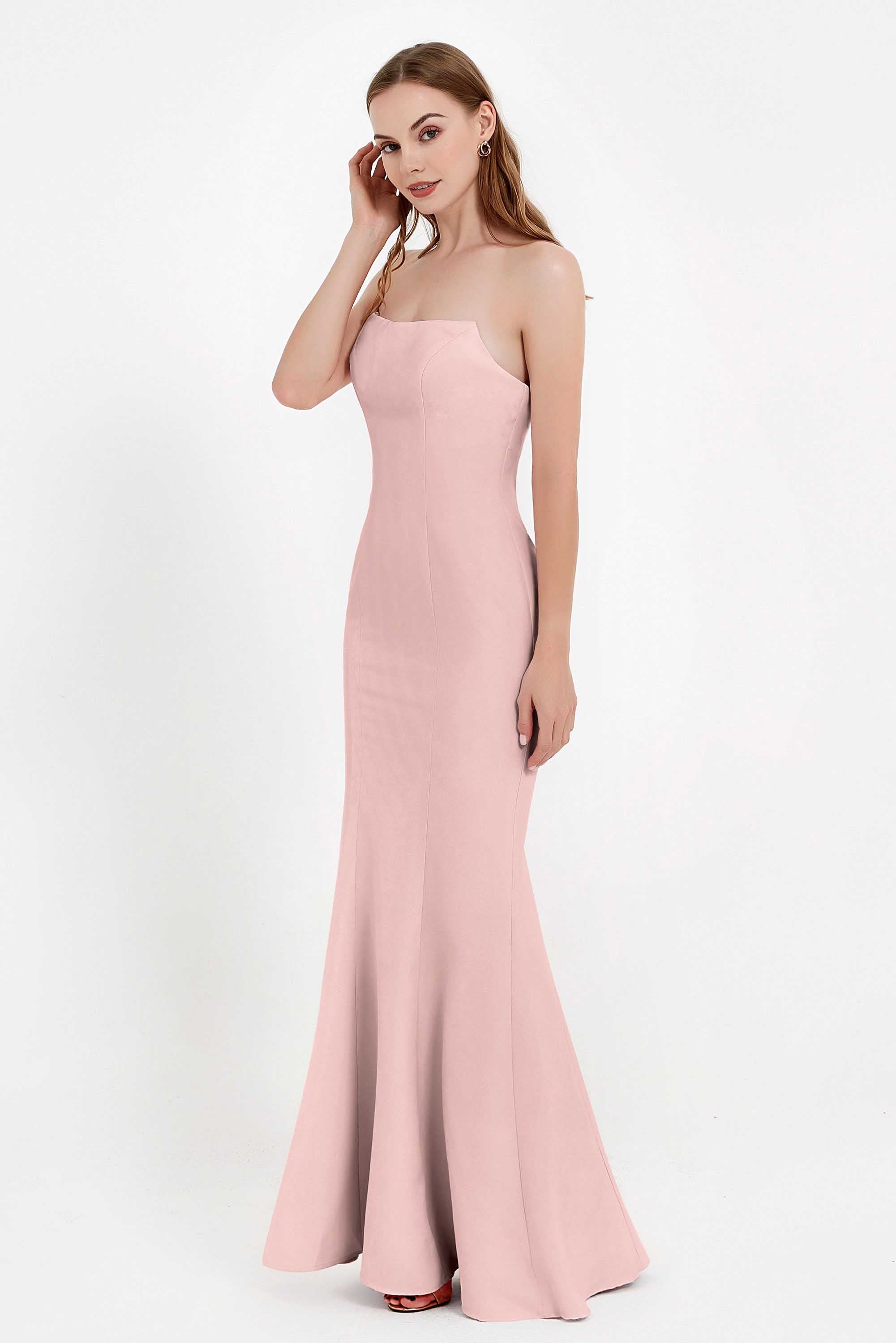 Mermaid Crepe Straight Across Formal Evening Dresses Long Prom Party Bridesmaid Dress Gowns