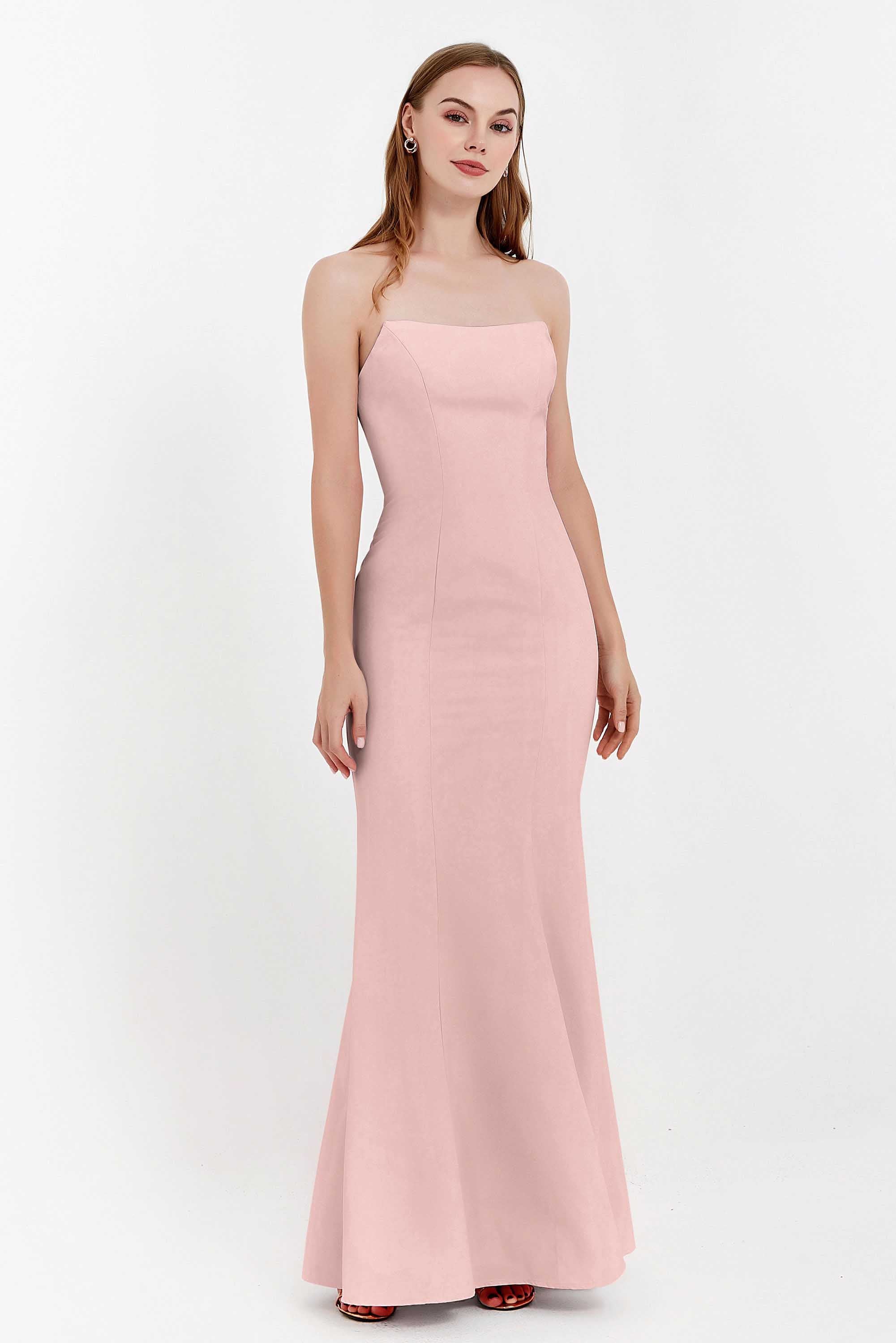 Mermaid Crepe Straight Across Formal Evening Dresses Long Prom Party Bridesmaid Dress Gowns