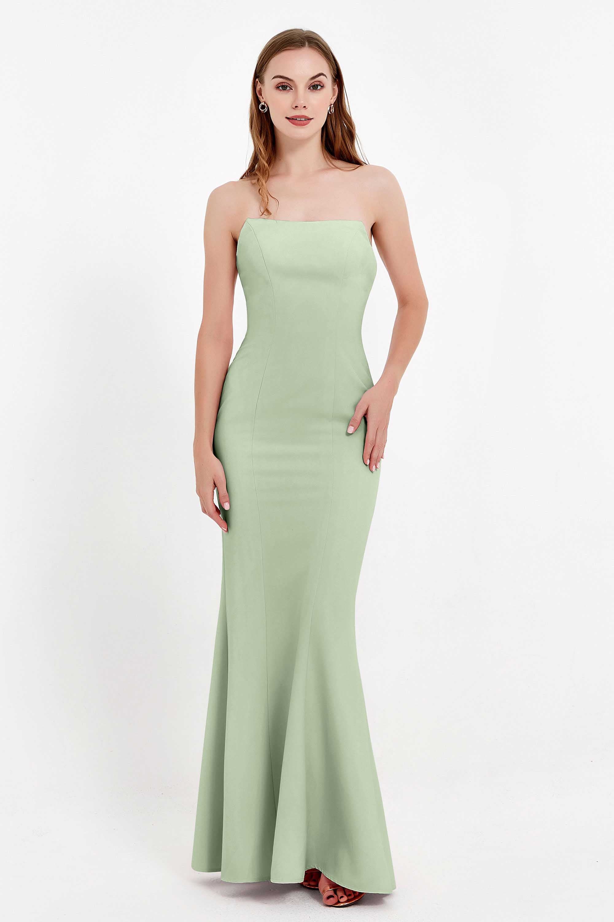 Mermaid Crepe Straight Across Formal Evening Dresses Long Prom Party Bridesmaid Dress Gowns