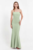 Mermaid Crepe Straight Across Formal Evening Dresses Long Prom Party Bridesmaid Dress Gowns