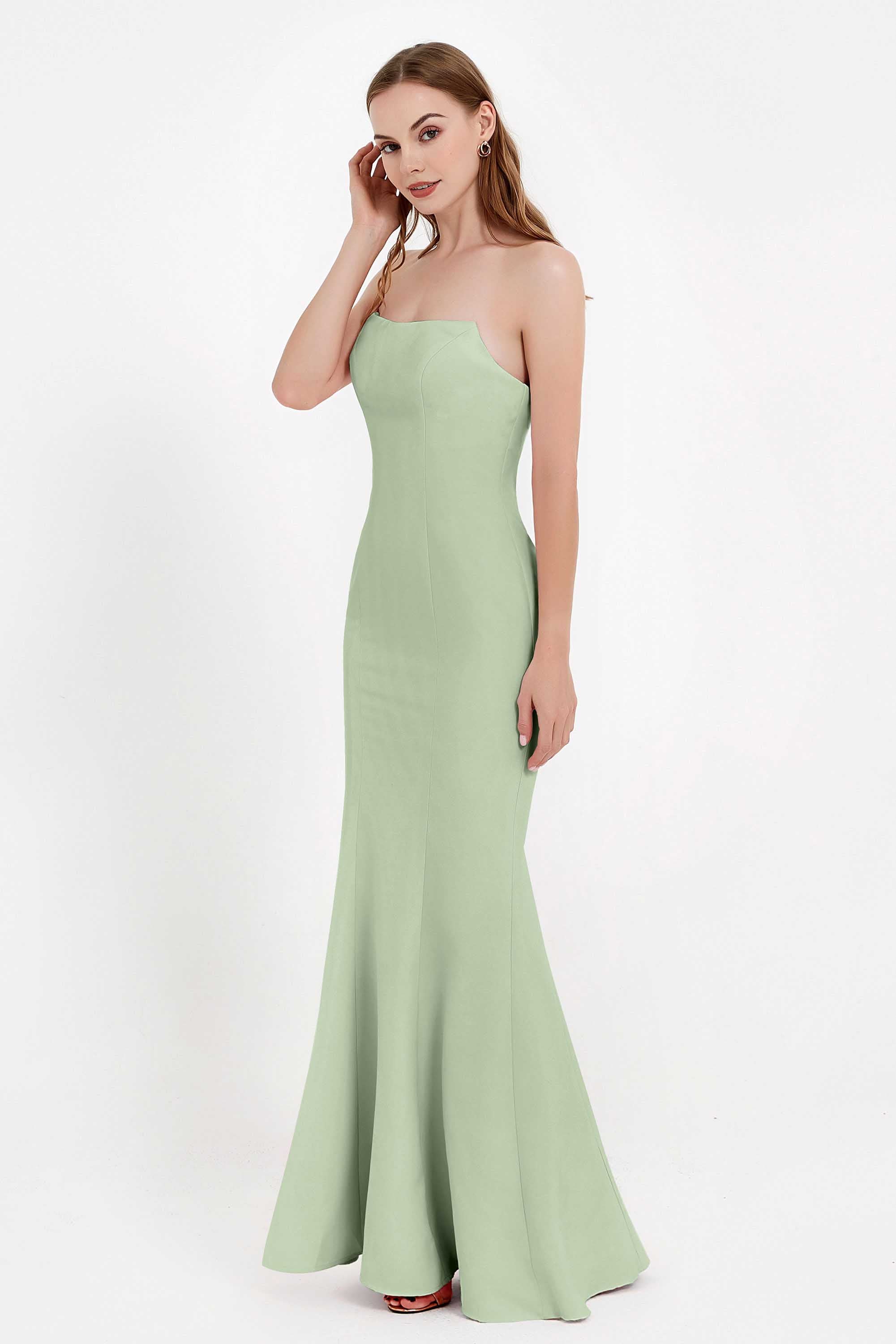 Mermaid Crepe Straight Across Formal Evening Dresses Long Prom Party Bridesmaid Dress Gowns