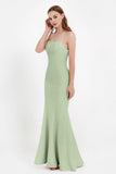 Mermaid Crepe Straight Across Formal Evening Dresses Long Prom Party Bridesmaid Dress Gowns