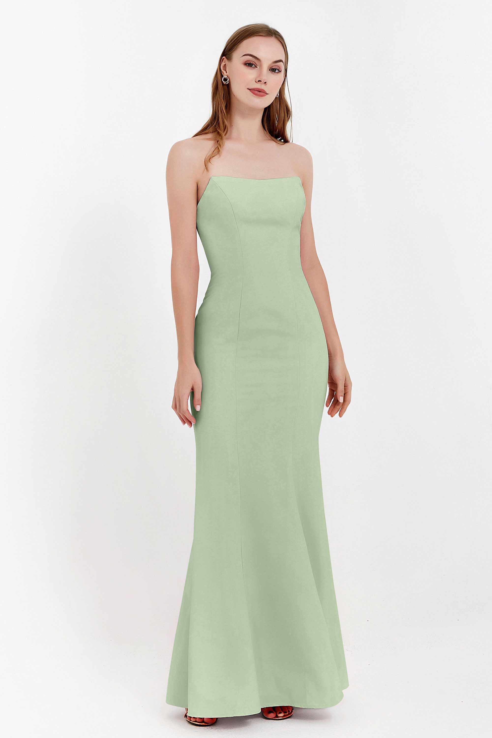 Mermaid Crepe Straight Across Formal Evening Dresses Long Prom Party Bridesmaid Dress Gowns